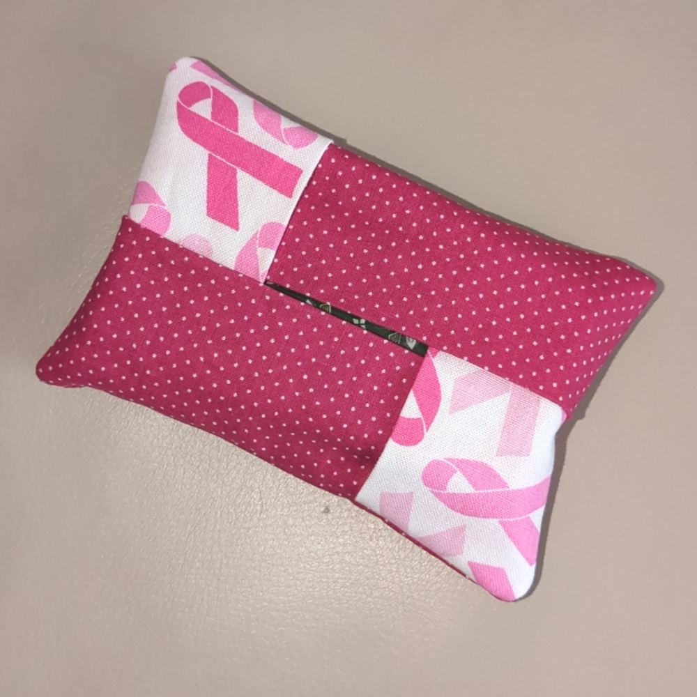 Facial Tissue Pocket Holder Handmade Cover Dispenser Breast Cancer Awareness